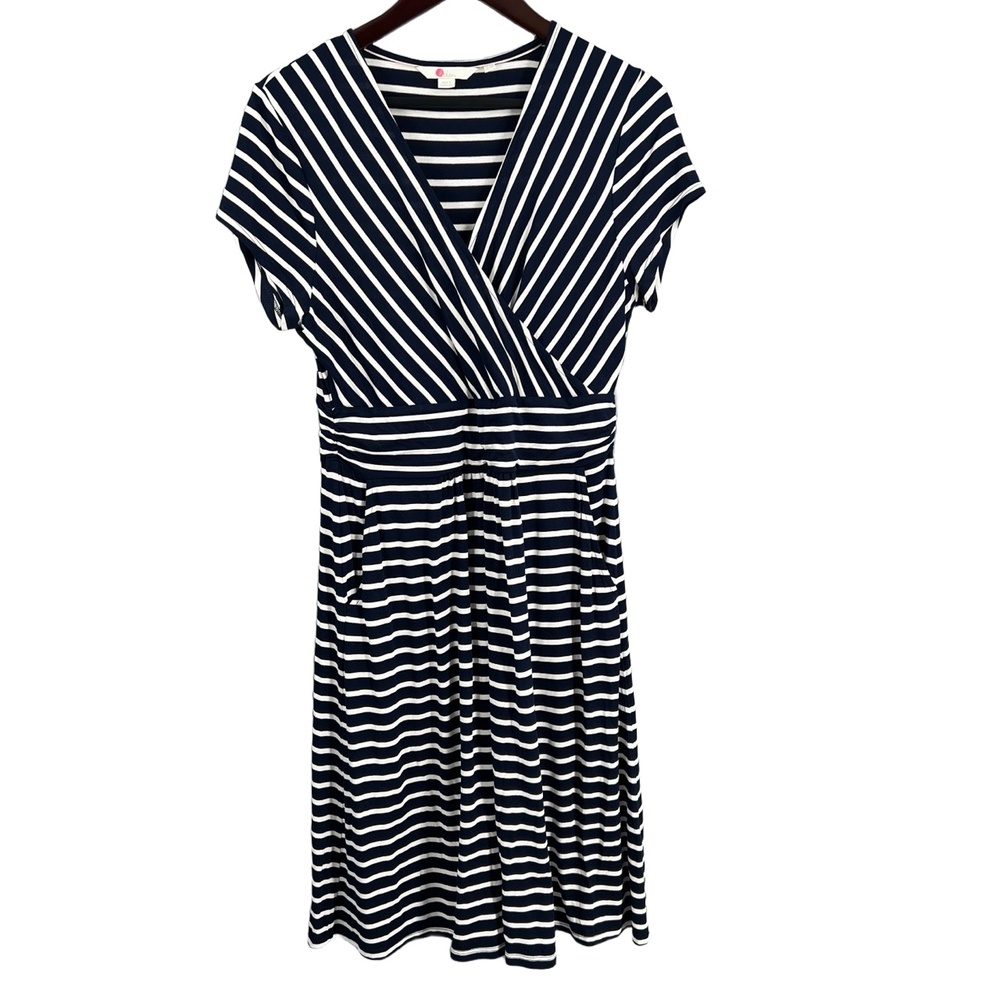 Boden Navy and White Striped Dress